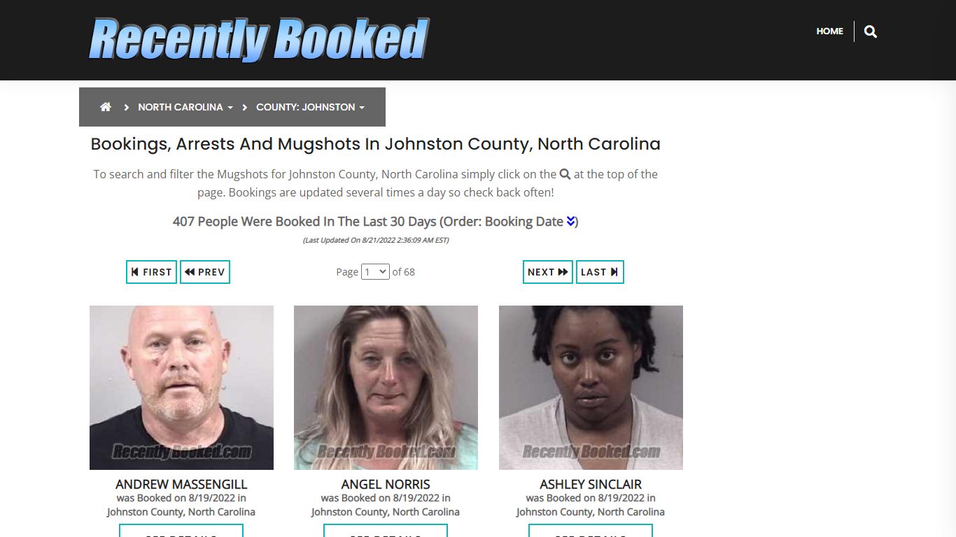 Bookings, Arrests and Mugshots in Johnston County, North Carolina